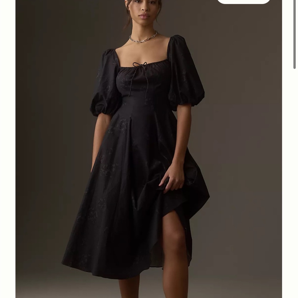 Selkie Black Puff Sleeve Mini Dress